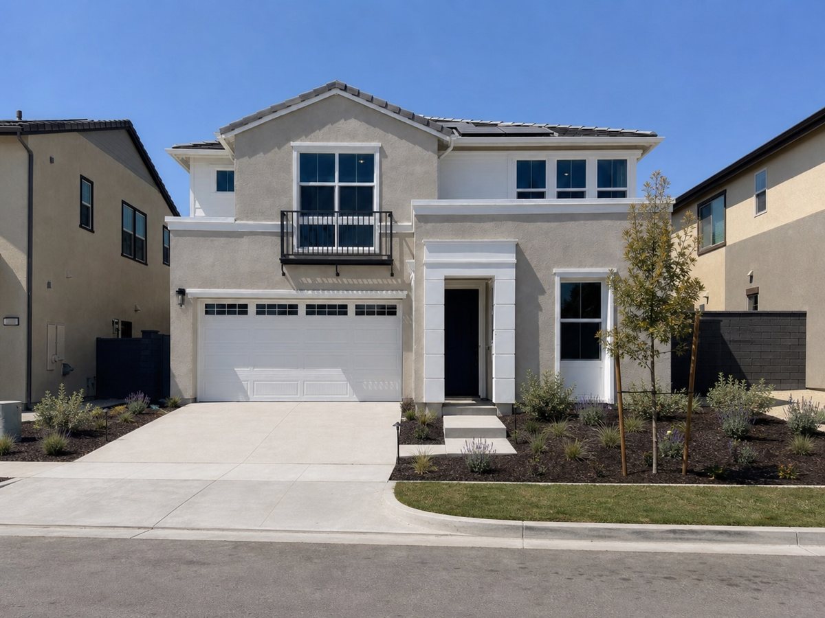 Completed front yard landscaping package at a new construction home in Rancho Mission Viejo