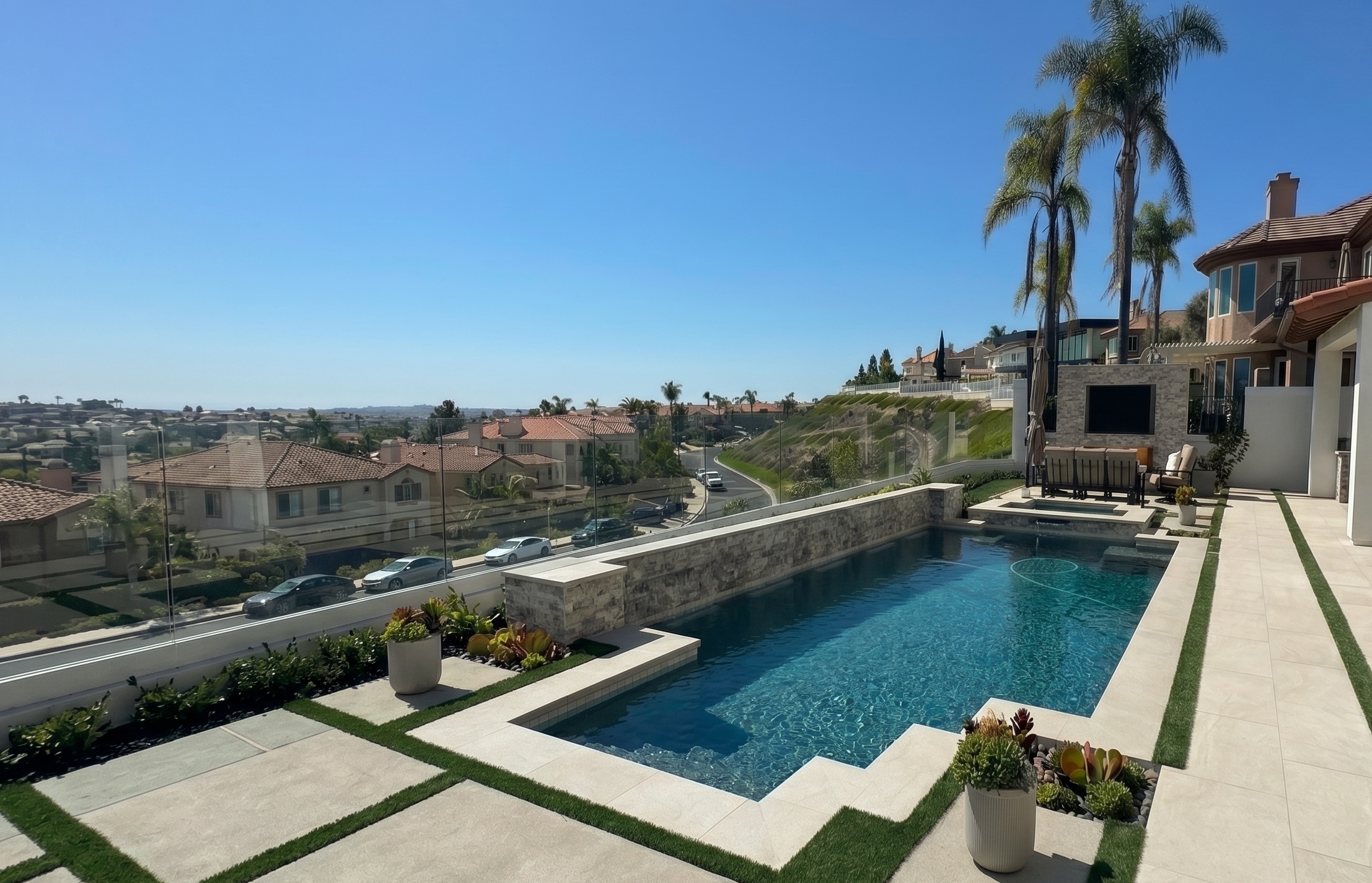 Hillside pool with panoramic views
